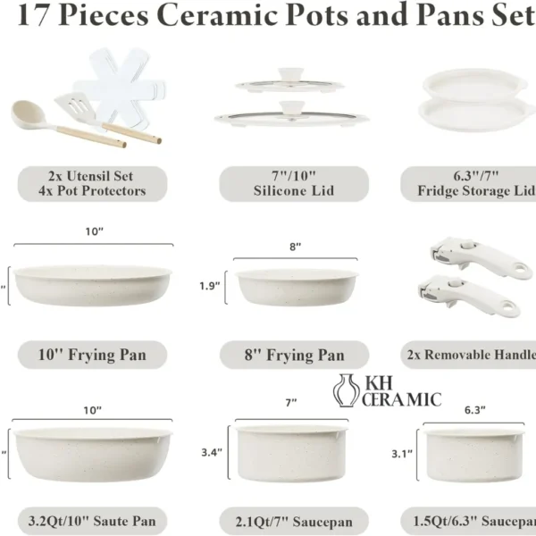 17-Piece Ceramic Nonstick Cookware Set