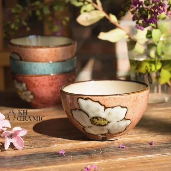 Set of 4 Patterned Ceramic Bowls for Kitchen